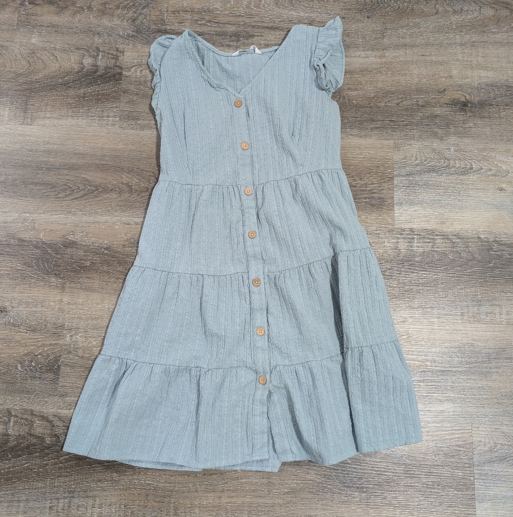 PatPat Women's Light Blue Tiered Button-Front Dress